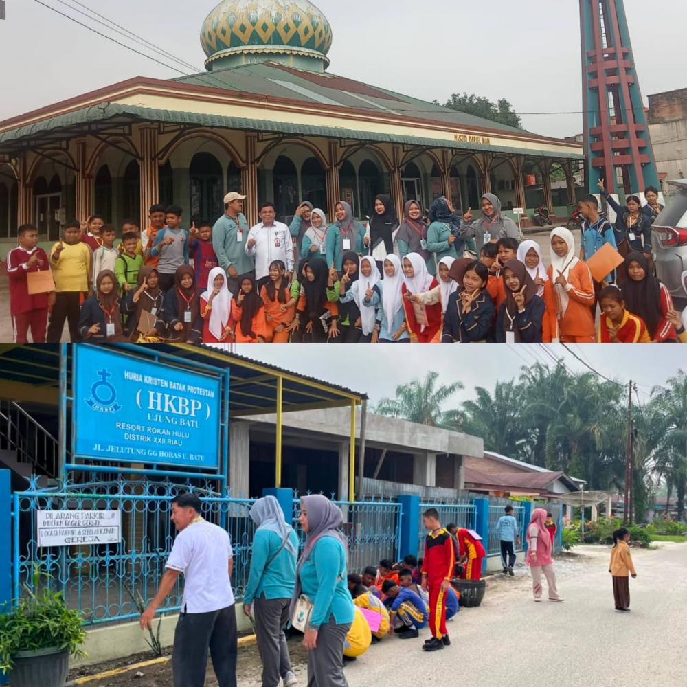 256 Siswa Baru SMPN 1 Ujungbatu Tutup MPLS dengan Aksi Toleransi, Bersihkan Masjid & Gereja Bersama