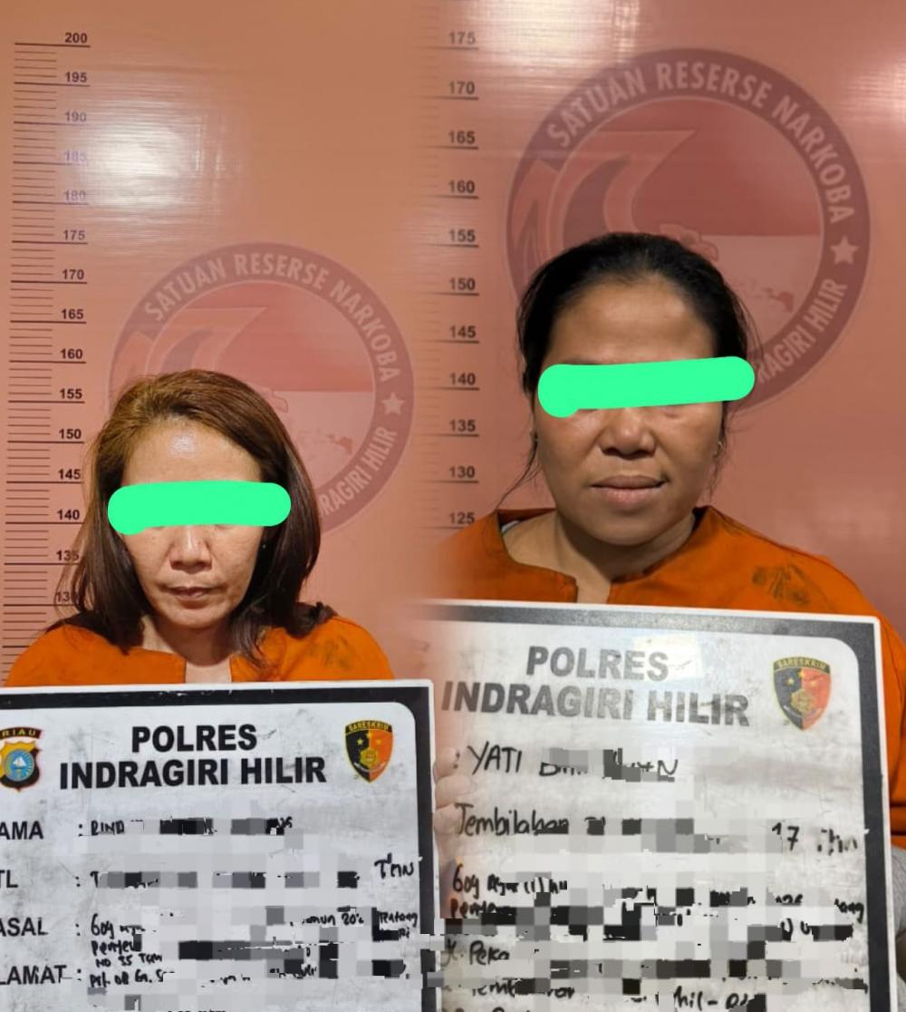 Dua Perempuan Diamankan Polres Inhil, Diduga Edarkan Sabu 0,64 Gram di Pekan Arba