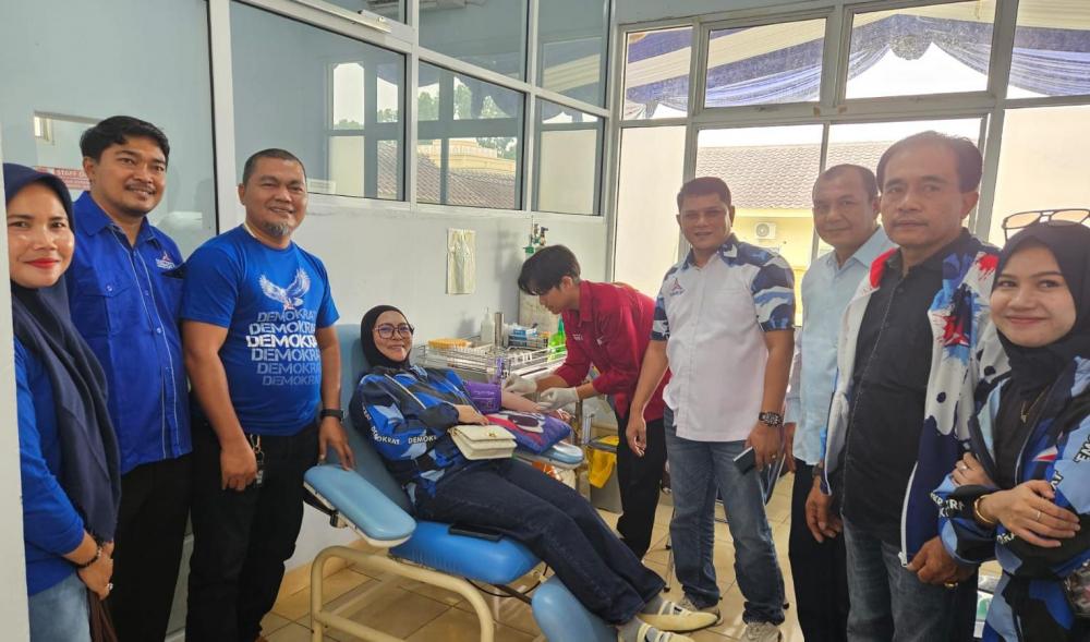 21 Kantong Darah Terkumpul, Ketua DPC Kuansing:  Ini Darah Demokrat untuk Ibu Pertiwi
