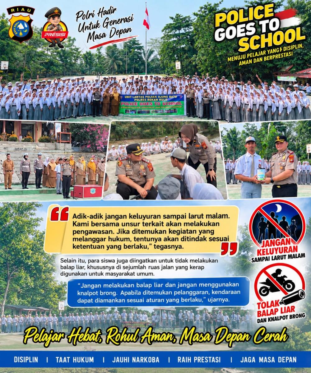 Kapolsek Ujung Batu Ajak Pelajar Jauhi Narkoba dan Peduli Lingkungan Lewat Police Goes to School
