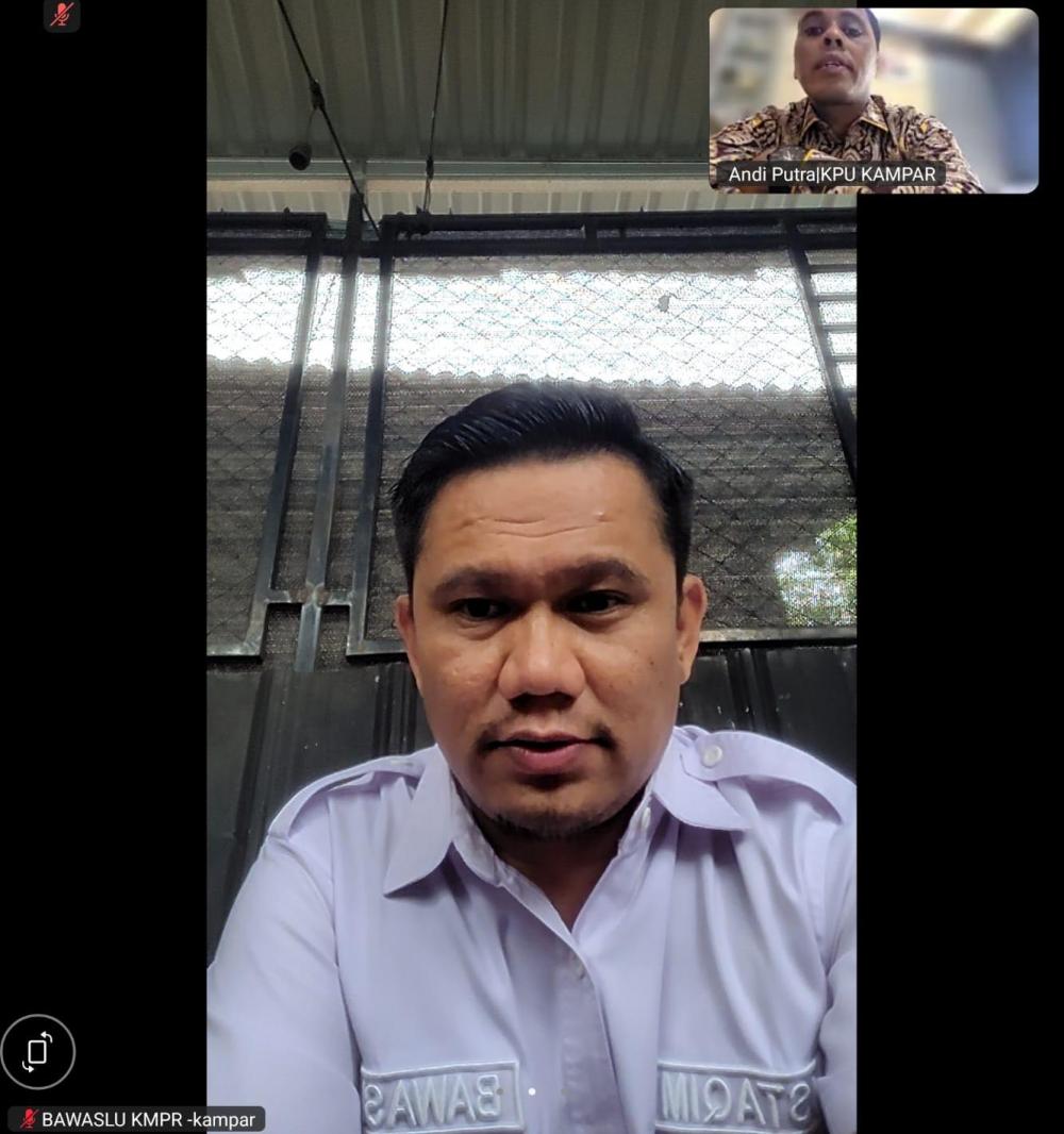 Bawaslu Kampar Berikan Masukan Saat Zoom Meeting Rapat PPDP Secara Berkelanjutan Melalui SIPOL 