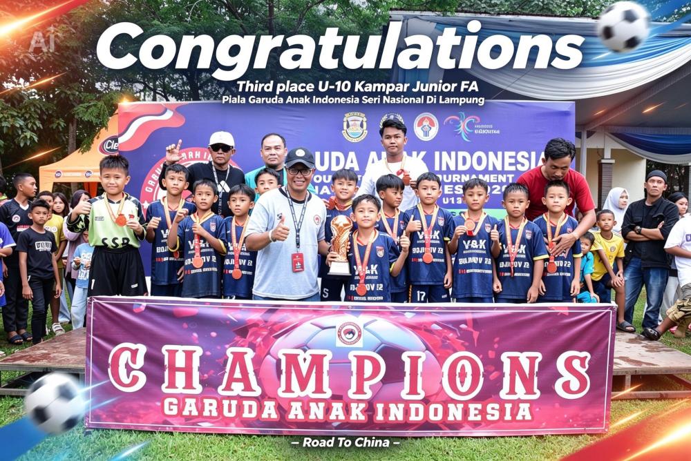 Raih Juara III, Tim Sepak Bola Kampar Junior FA U-10 Amankan Tiket ke China Laga Antar Negara