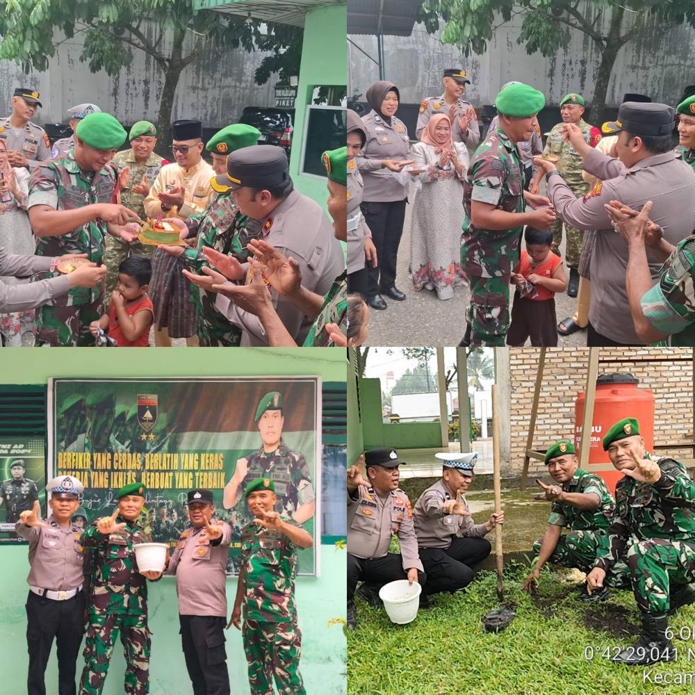 HUT TNI ke-81, Polsek Ujung Batu Sambangi Koramil 08 Tandun, Perkuat Soliditas TNI-Polri