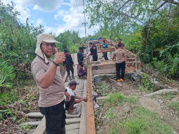 Pembangunan Jembatan Merah Putih Presisi Tahap II di Batang Tuaka Capai 50 Persen