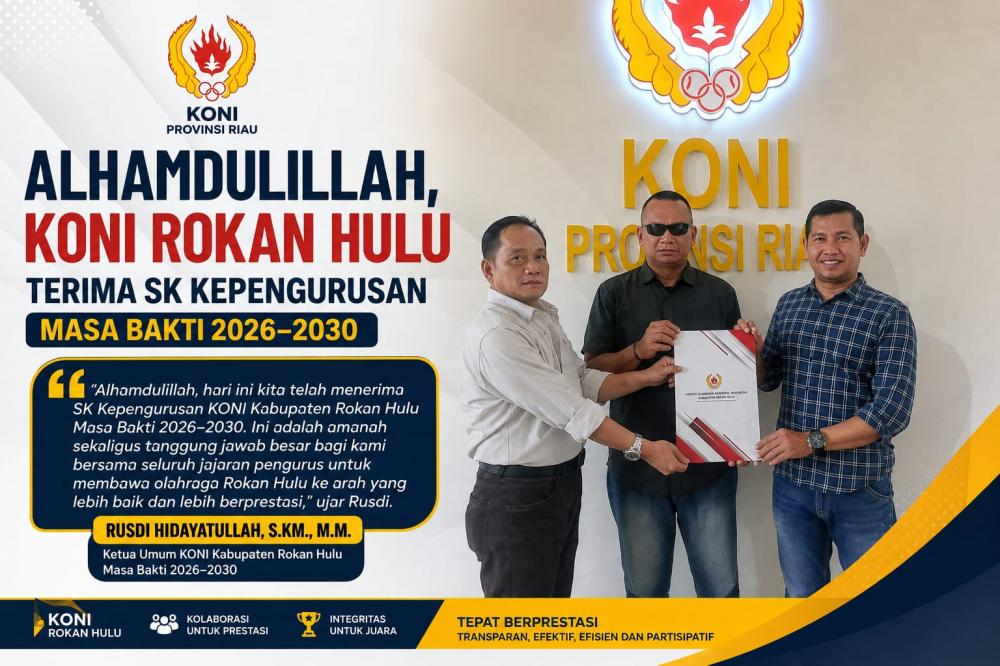 KONI Riau Serahkan SK, Rusdi Pimpin KONI Rohul